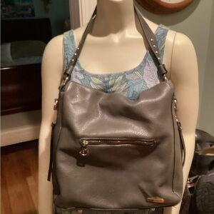 Elegant Gray Leather Montana West Shoulder Bag